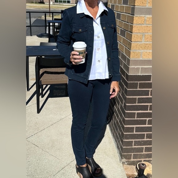 Habitat Jackets & Blazers - Habitat Set! Stonewash Denim Stretch Jacket & Denim Stretch Leggings navy blue